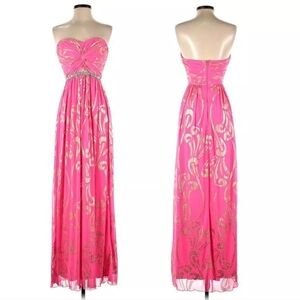 City Triangles Junior's Pink/Gold Sleeveless Prom Queen Dress Size 5 NWT Y2K